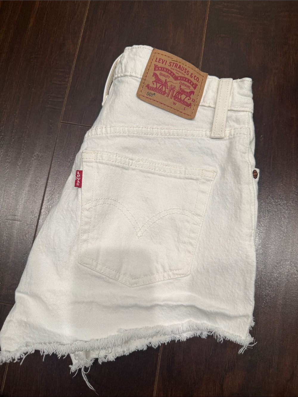 Levi's 501 shorts White Cutoff Denim Shorts with Raw Hem